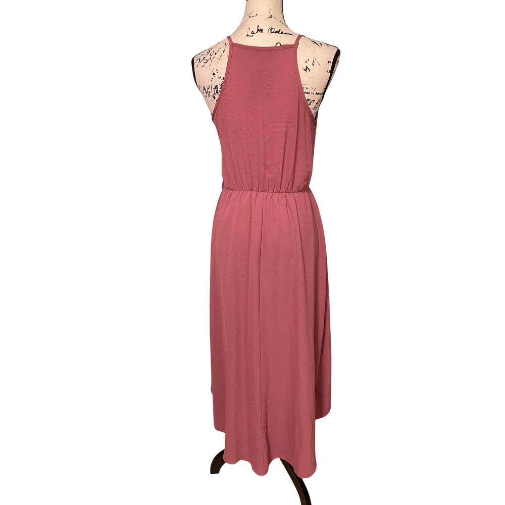 Dream of Me Wrap Dress Womens Medium Pink Excellent High Low V-Neck - Picture 3 of 6